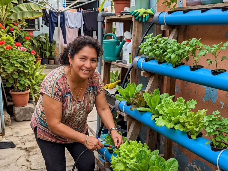 Sistema hidropónico en casa